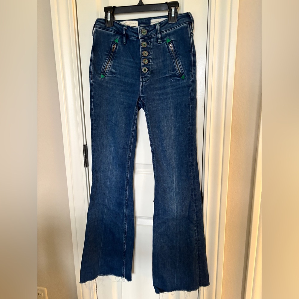 Pilcro and the Letterpress Dark Blue Flare Jeans, Size 25P